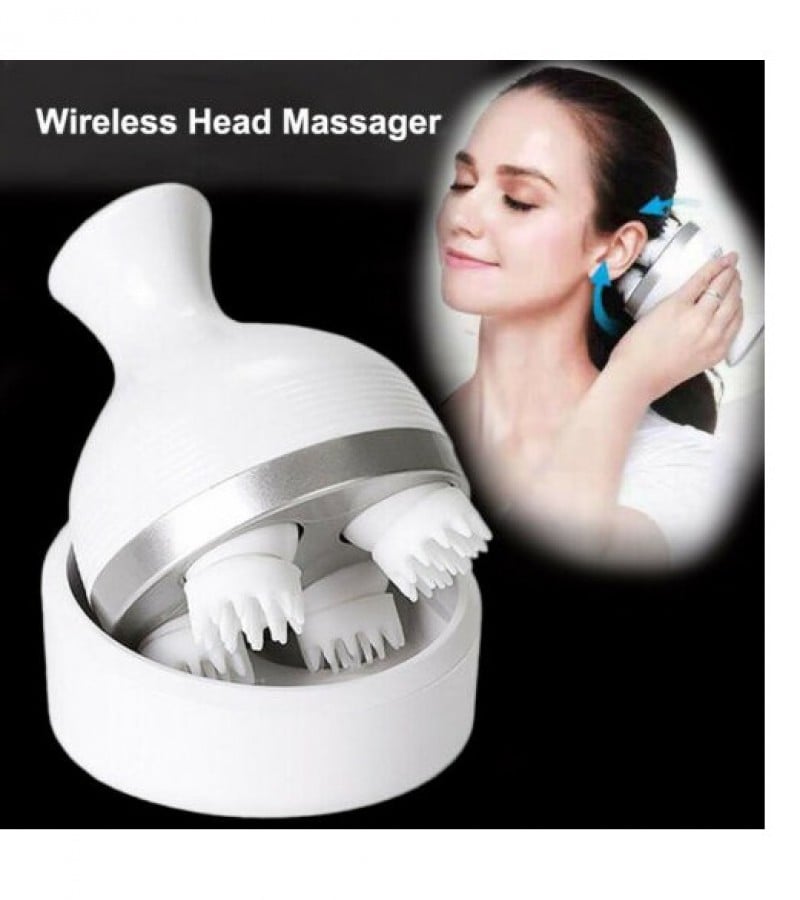 Scalp Massager, Electric Meridian Massage with 4 Moveable Massage Cluster, Rechargeable Portable Washable Head Massager to Relieve Fatigue and Hair Loss